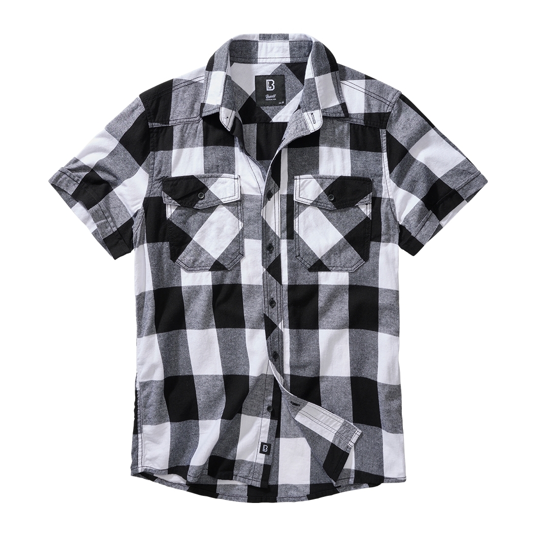 Košile Brandit Checkshirt Halfsleeve - černá-bílá, M