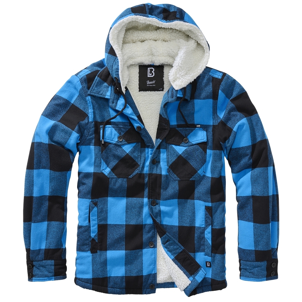 Bunda Brandit Lumberjacket Hooded - modrá-černá, XL