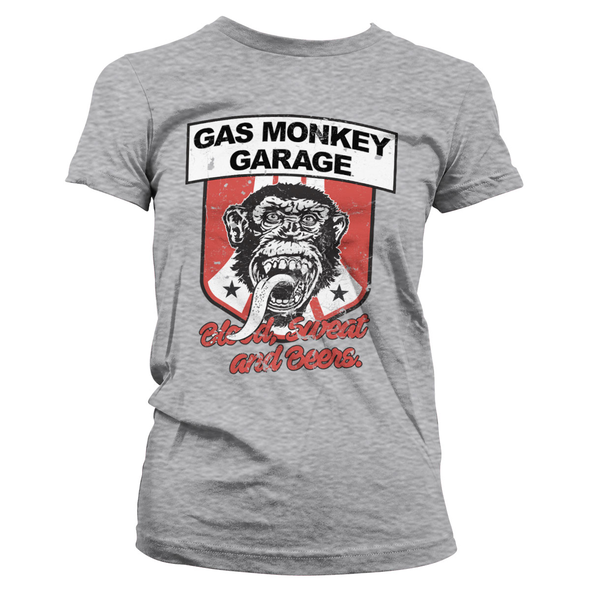 Triko dámské Gas Monkey Garage Stripes Shield - světle šedé, M