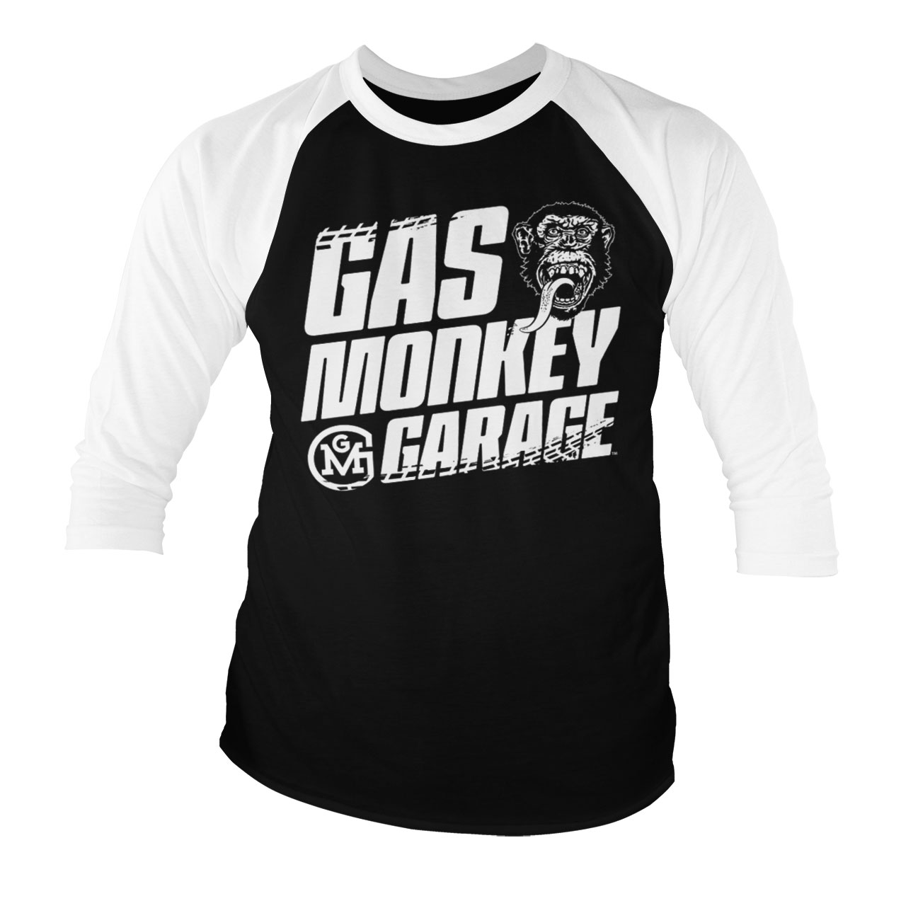 Triko 3/4 Gas Monkey Garage Tire Tracks Baseball - černé-bílé, XXL