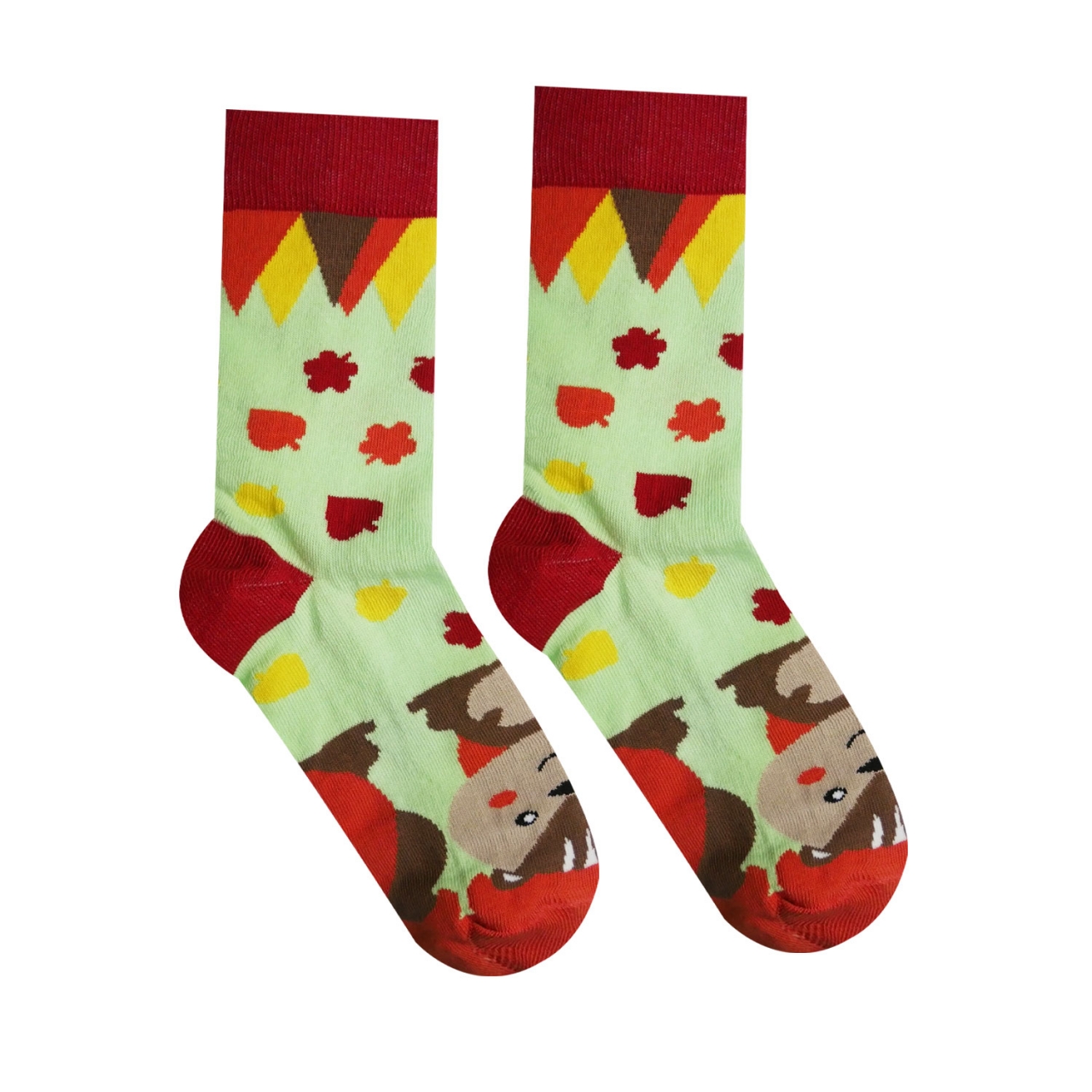 Ponožky Hesty Veverka - zelené-červené, 43-46