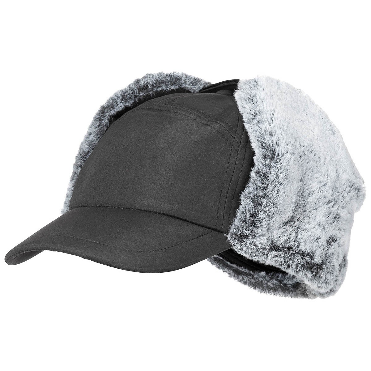 Čepice zimní s kšiltem Trapper - černá
