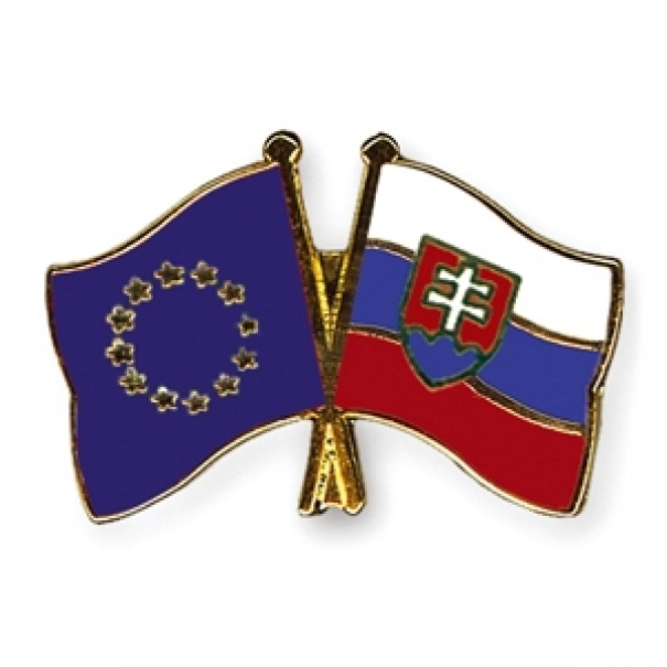 Odznak (pins) vlajka Evropská unie (EU) + Slovensko - barevný