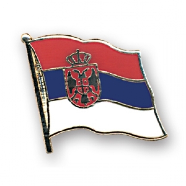 Odznak (pins) 20mm vlajka Srbsko se znakem - barevný