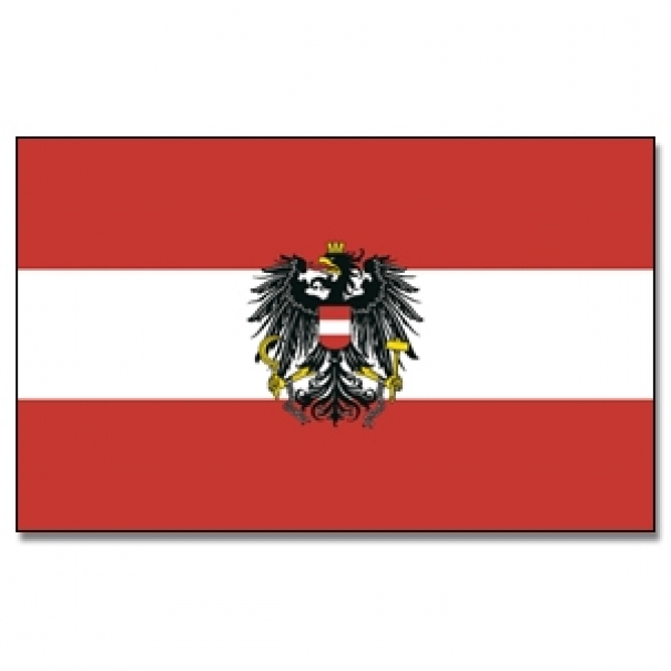 Vlajka Rakousko se znakem 30 x 45 cm na tyčce