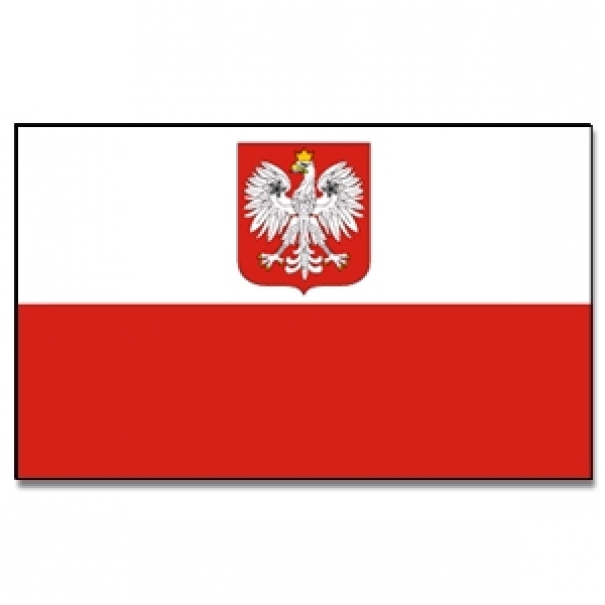 Vlajka Polsko se znakem 30 x 45 cm na tyčce