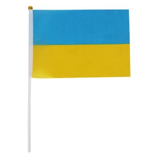 Praporek na tyčce vlajka Ukrajina - barevný