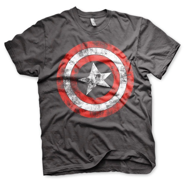 Triko Captain America Distressed Shield - tmavě šedé, 3XL