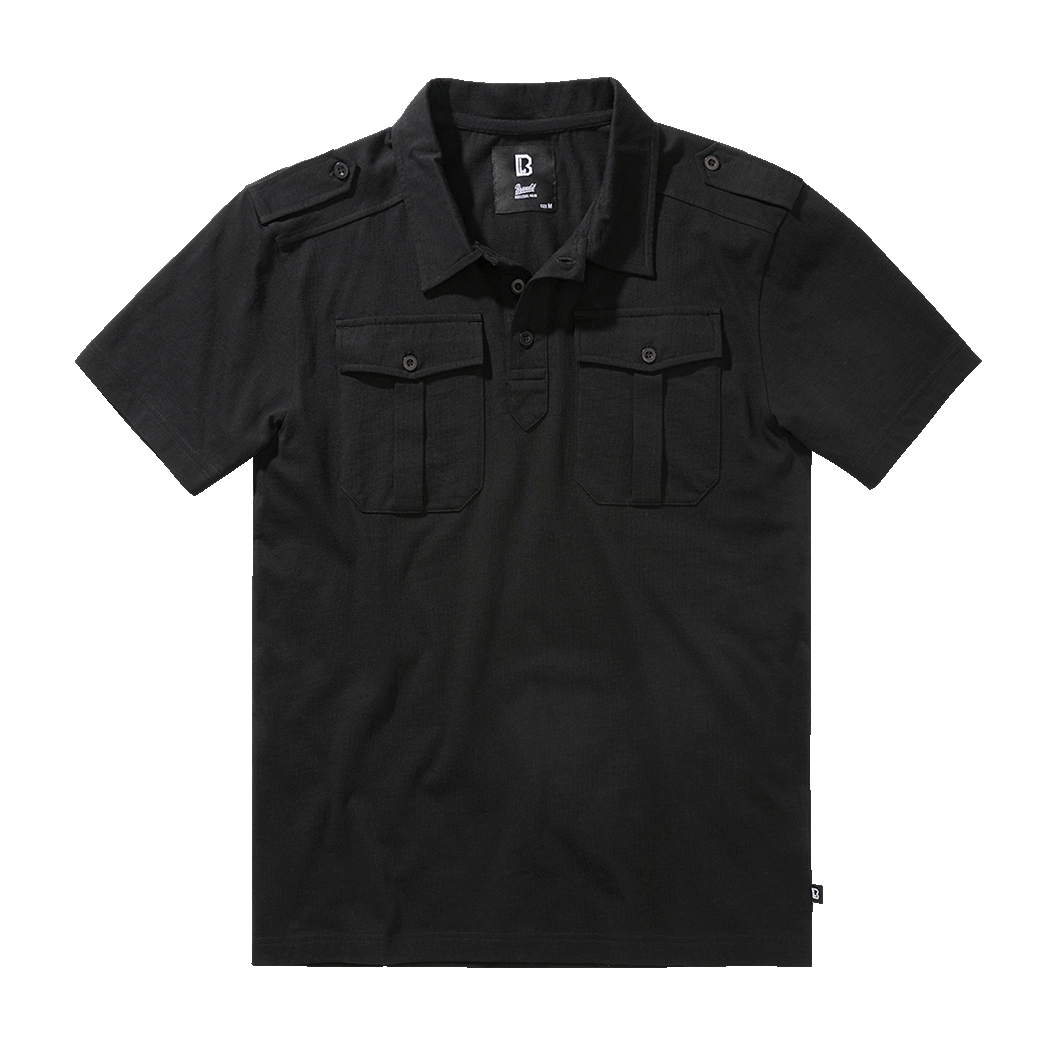 Košile Brandit Jersey Poloshirt Jon 1/2 - černá, XL