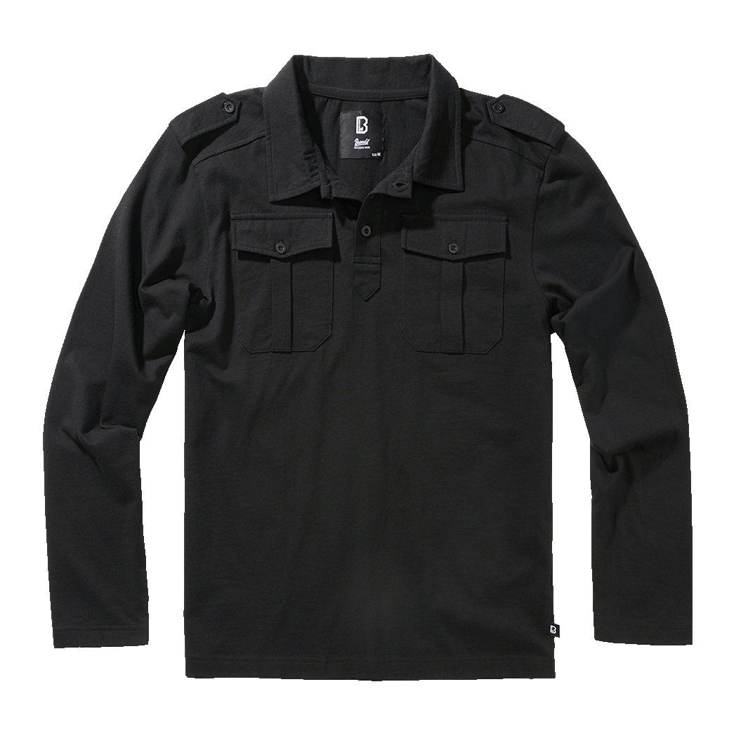 Košile Brandit Jersey Poloshirt Jon 1/1 - černá, L