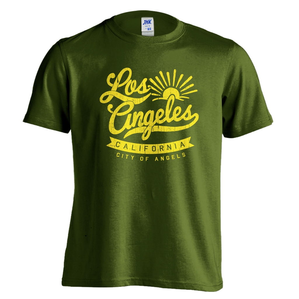Tričko 1Te Los Angeles California - olivové, XXL