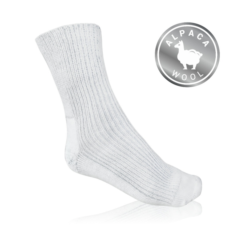 Ponožky s vlnou z lamy Alpaky a stříbrem Gultio - bílé, 30,5-31 = EU 46-47