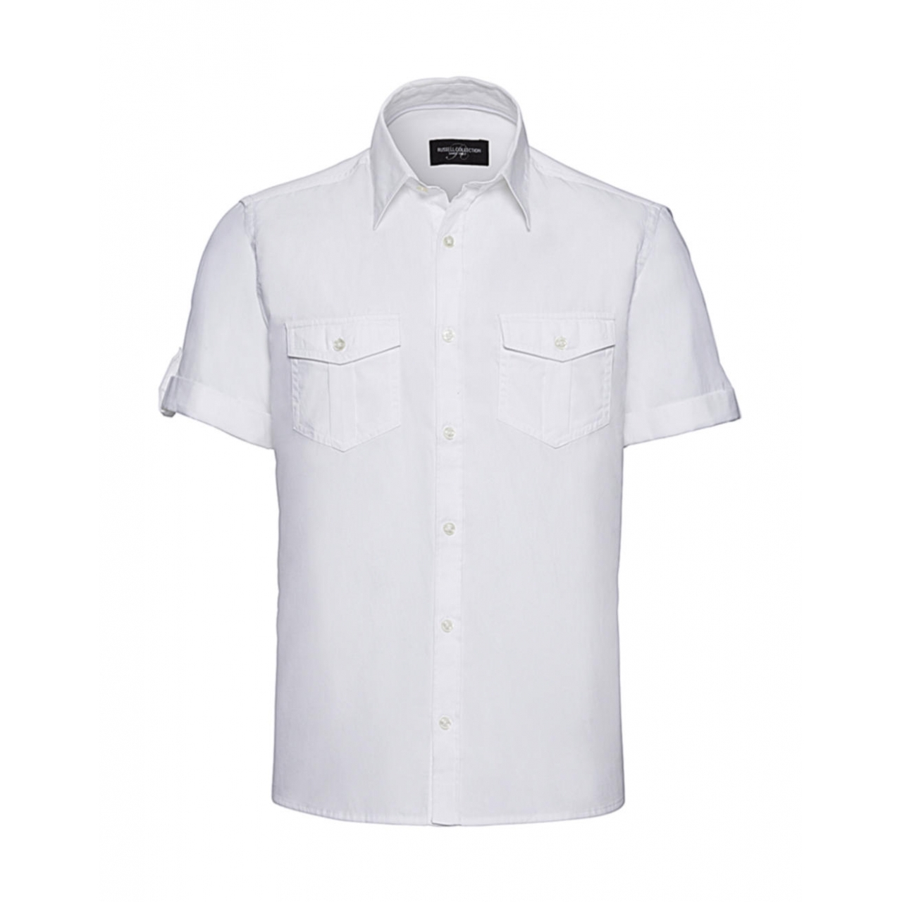 Košile pánská krátký rukáv Rusell Roll Sleeve - bílá, XL
