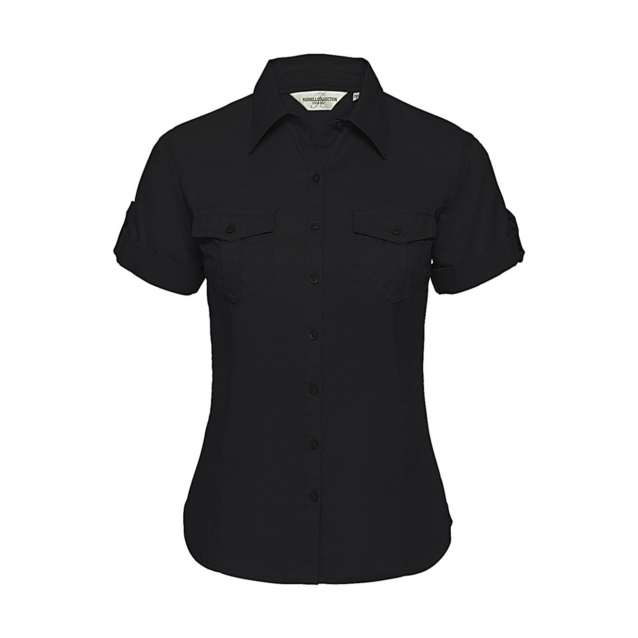 Košile dámská krátký rukáv Rusell Roll Sleeve - černá, M