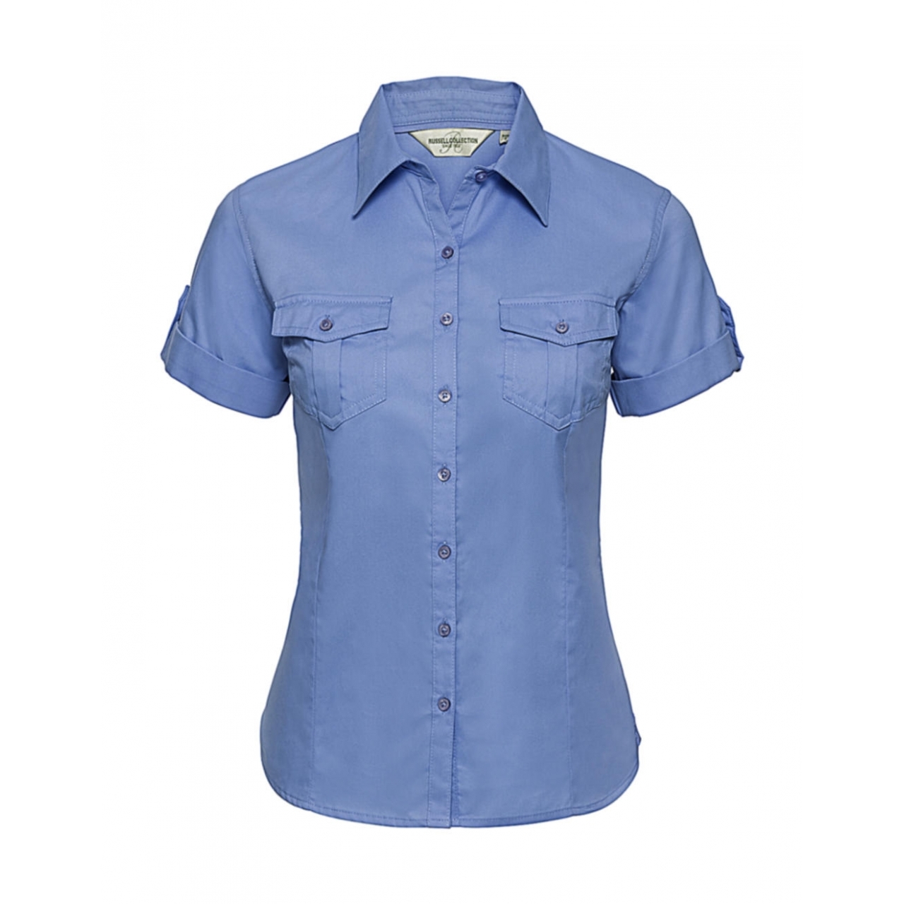 Košile dámská krátký rukáv Rusell Roll Sleeve - modré, L