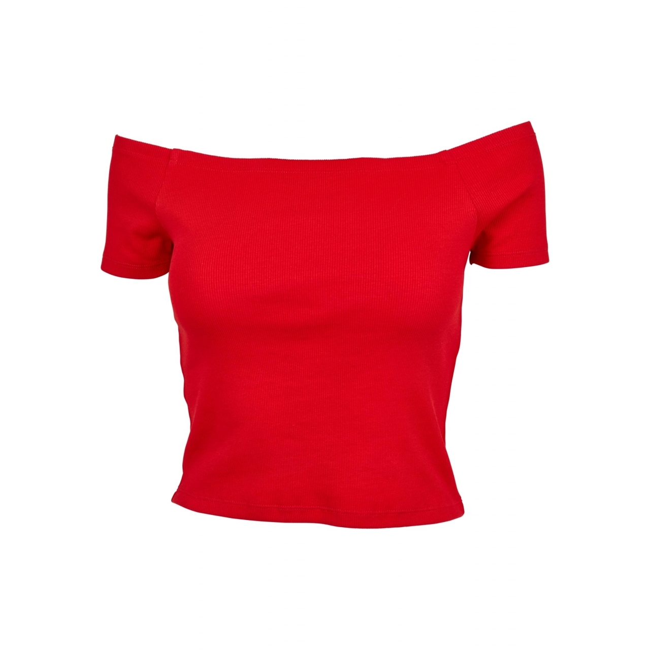 Tílko dámské Urban Classics Off Shoulder Rib - červené, XL