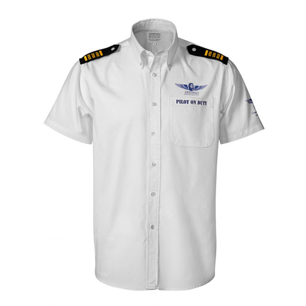 Košile s nárameníky Antonio Pilot on Duty - bílá, XXL