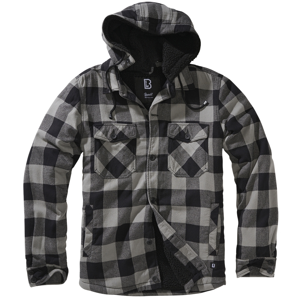 Bunda Brandit Lumberjacket Hooded - černá-šedá, XL
