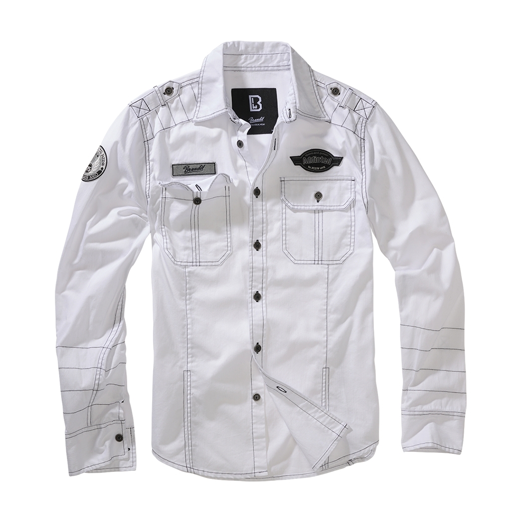 Košile s dlouhým rukávem Brandit Luis Vintageshirt - bílá, 6XL