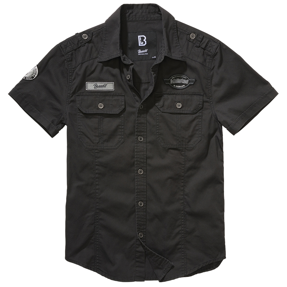 Košile s krátkým rukávem Brandit Luis Vintageshirt - černá, 7XL