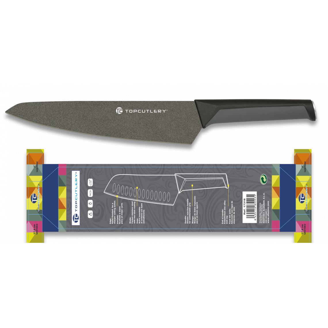 Nůž kuchyňský Top Cutlery Antiadherente 20,5 - černý-šedý (18+)