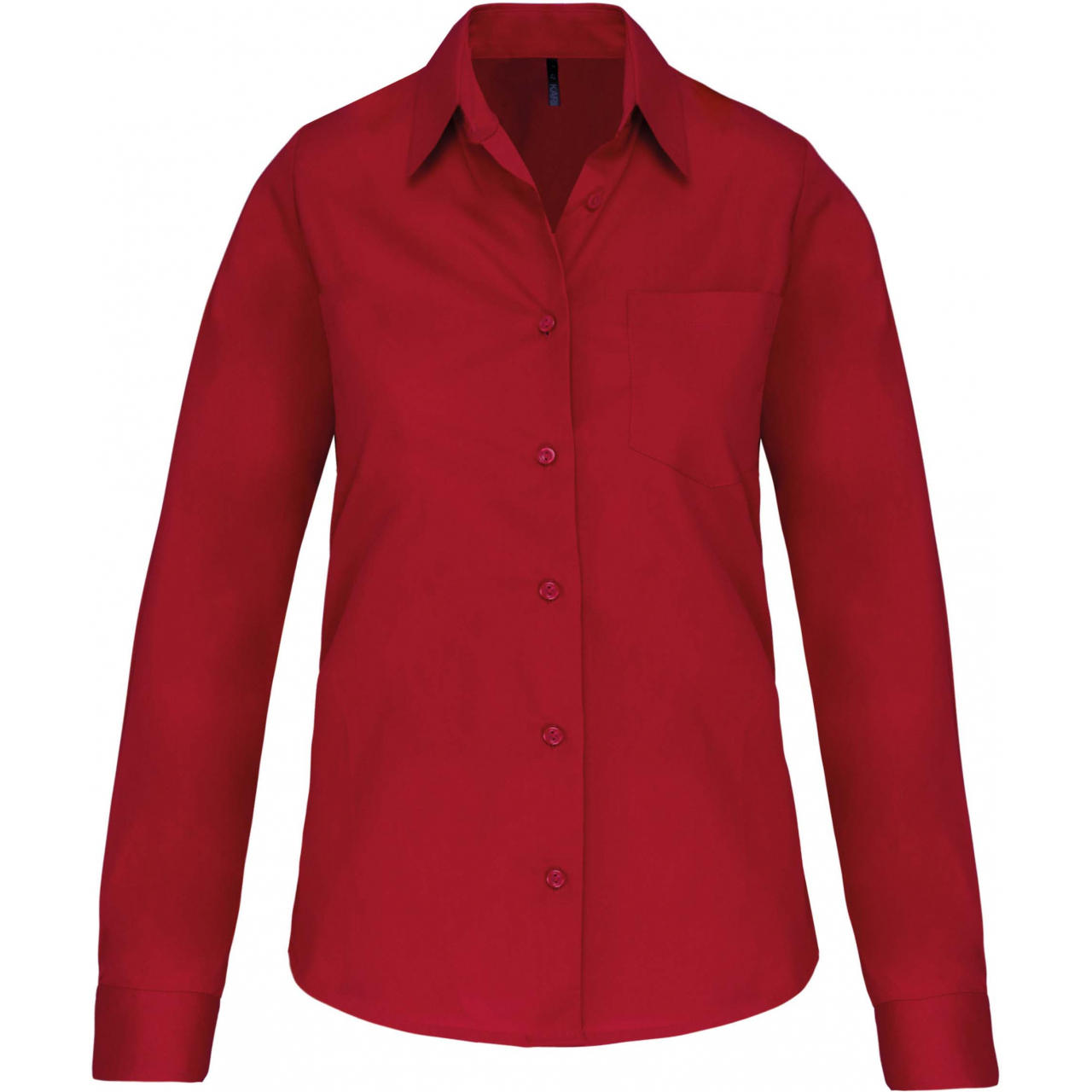 Košile dámská s dlouhým rukávem Kariban Poplin - červená, XS