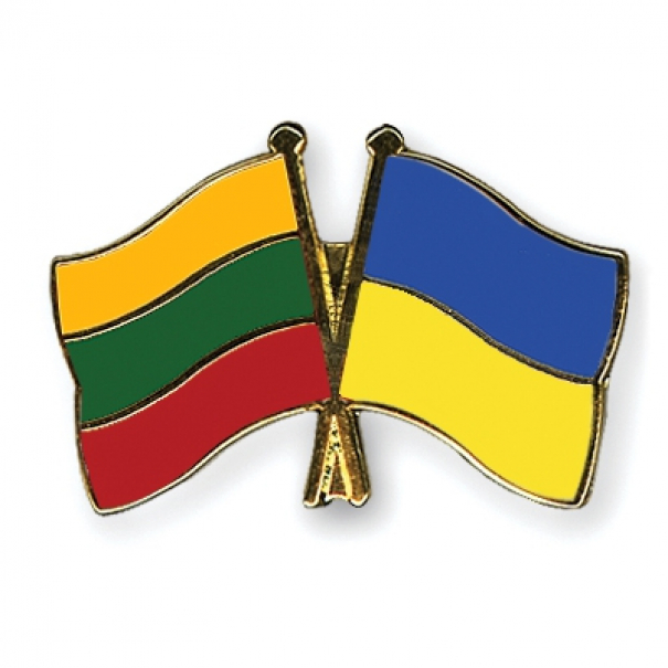 Odznak (pins) 22mm vlajka Litva + Ukrajina - barevný