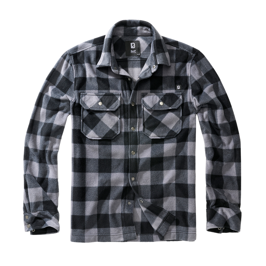 Košile Brandit Jeff Fleece - šedá-černá, XXL