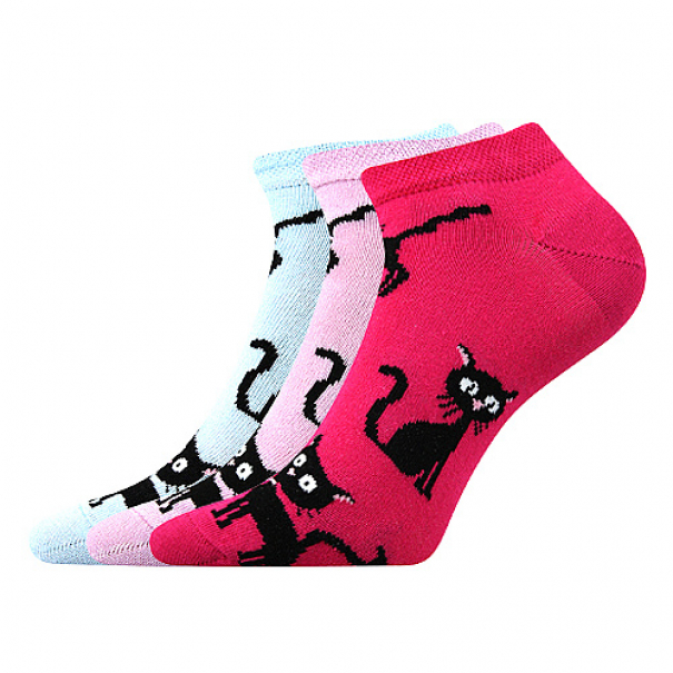 Ponožky dámské Voxx Cats 3 páry (modré, 2x růžové), 39-42