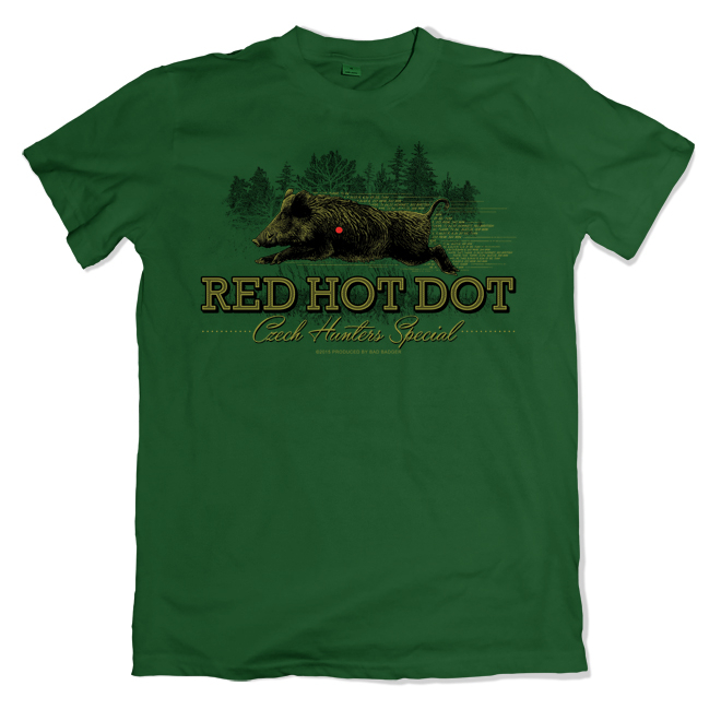 Triko myslivecké Bad Badger Red hot dot - zelené, L