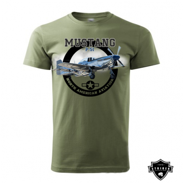 Triko Striker Mustang P-51 - olivové, XL