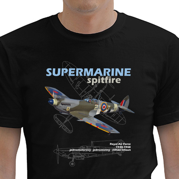 Triko Striker Supermarine Spitfire Royal - černé, 3XL