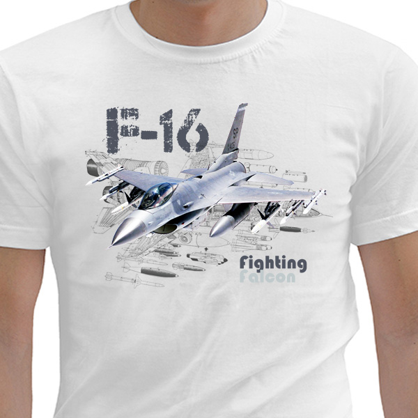 Triko Striker Letoun F-16 Falcon Fighting - bílé, M