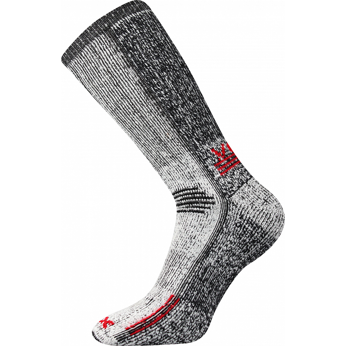 Extra teplé vlněné ponožky Voxx Orbit - šedé-červené, 43-46