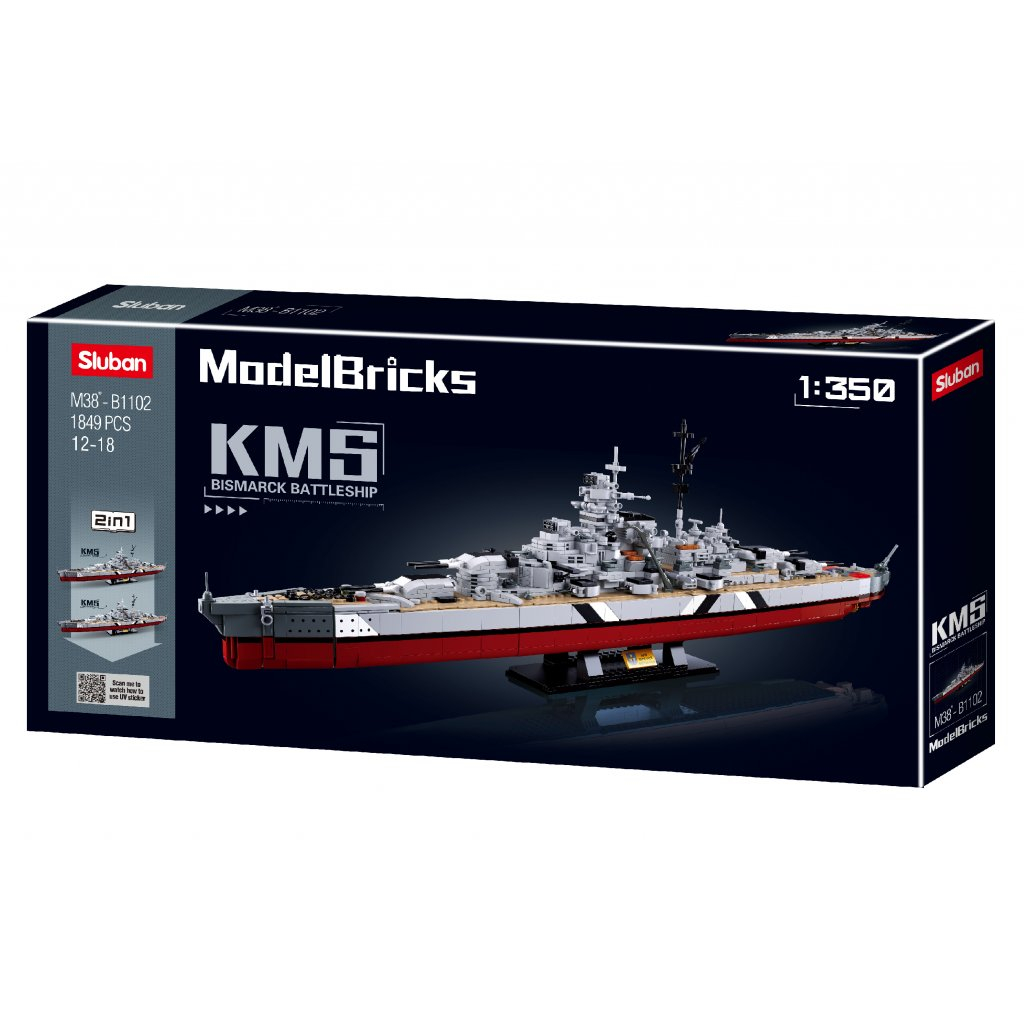 Stavebnice Sluban Model Bricks Bitevní loď Bismarck M38-B1102