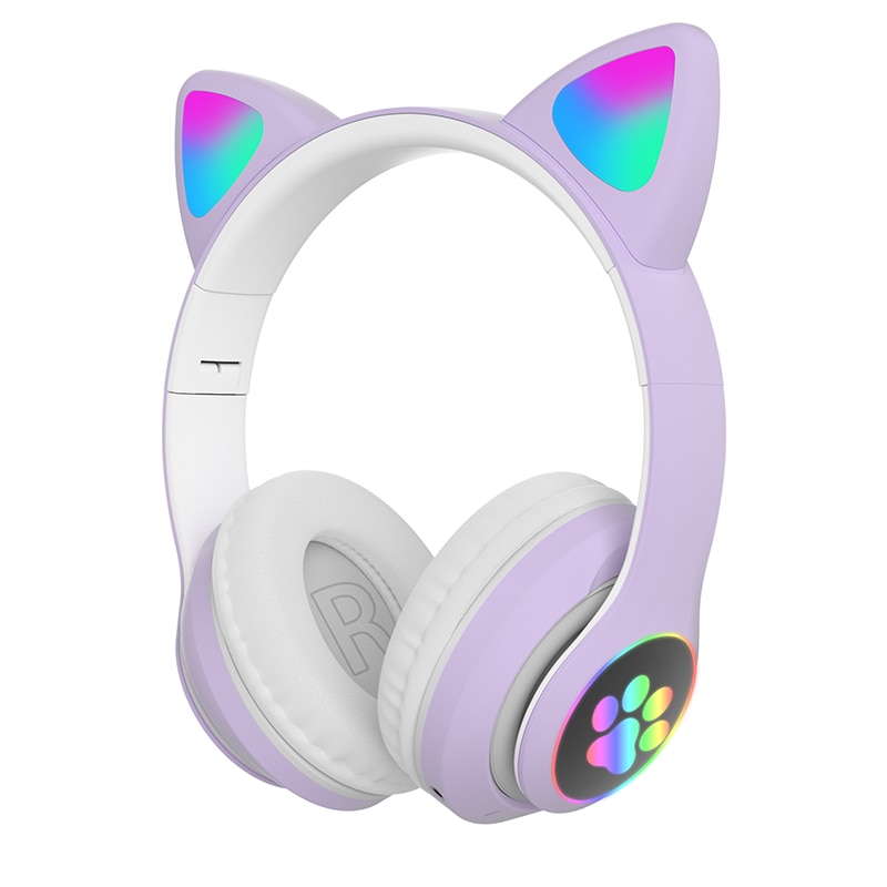 Bezdrátová sluchátka s kočičíma ušima B39M - fialová