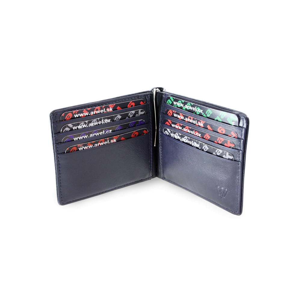 Pánská kožená peněženka Arwel 8132­ - černá-modrá