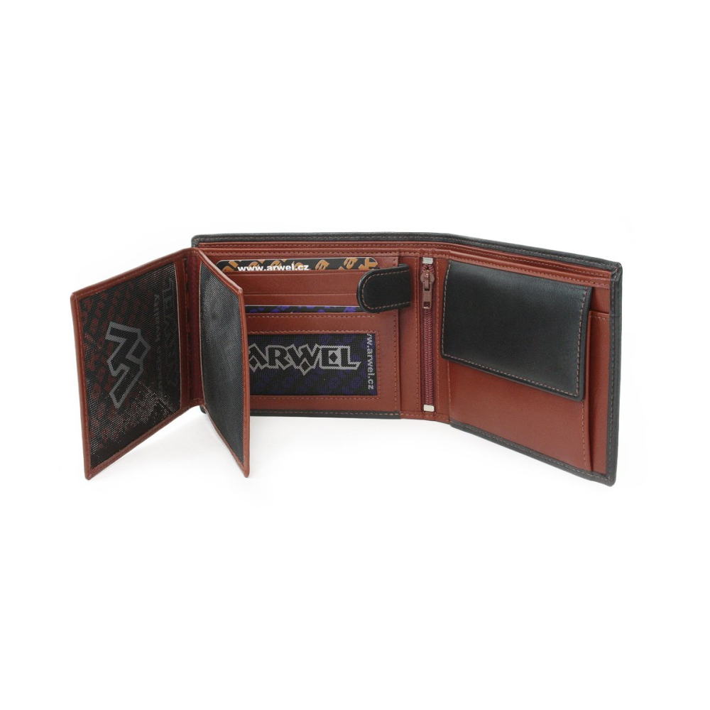 Pánská kožená peněženka Arwel 4404A­ - černá-hnědá