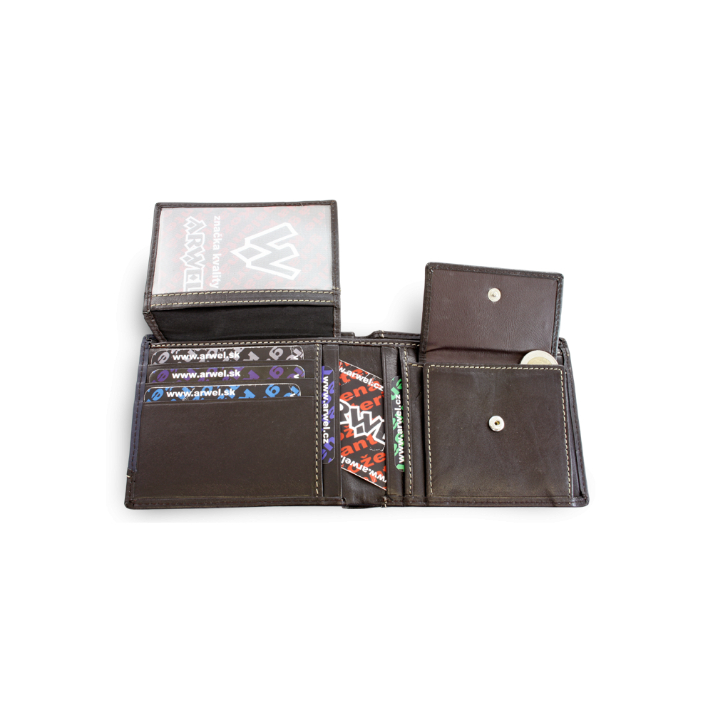 Pánská kožená peněženka Arwel 4701­ - hnědá-modrá