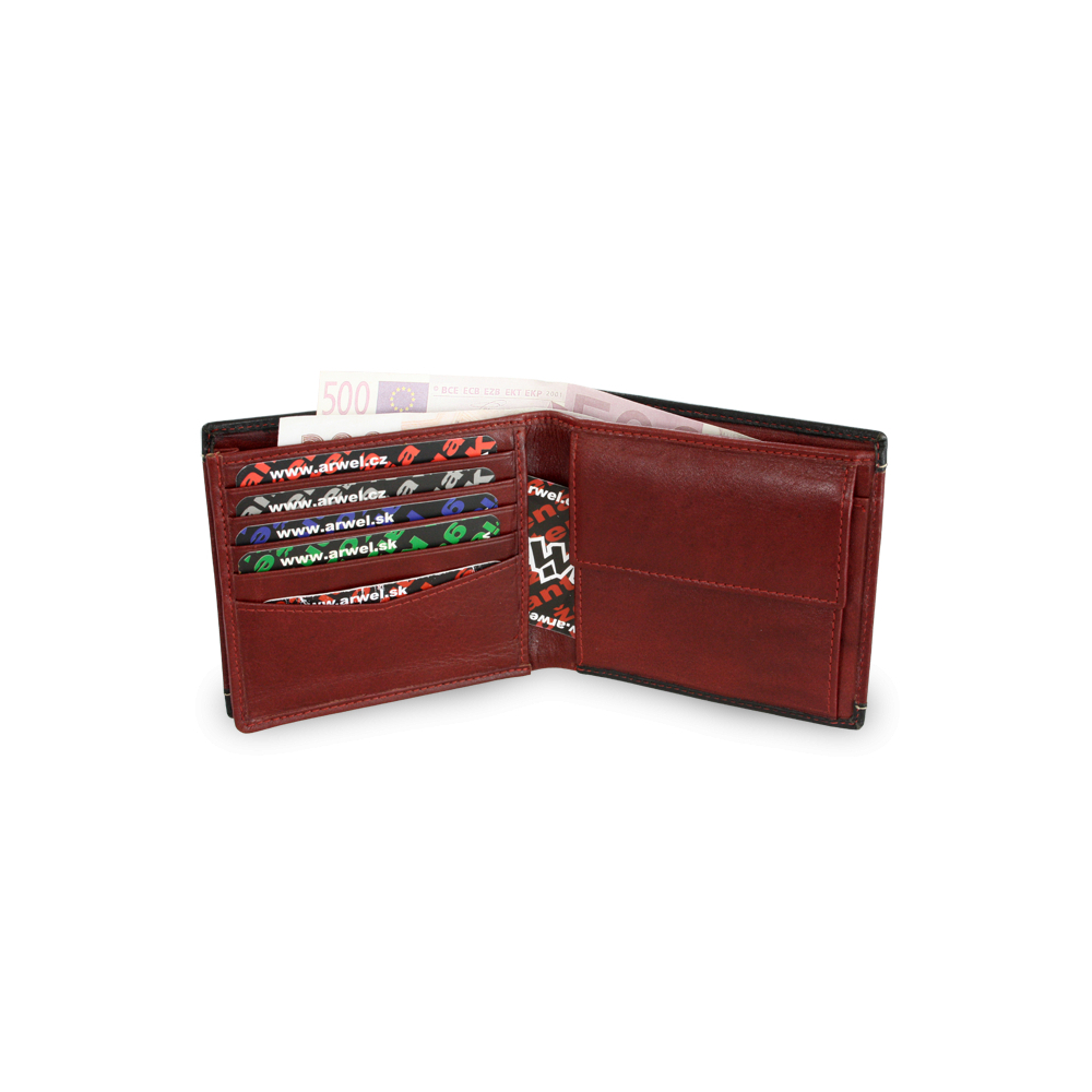 Pánská kožená peněženka Arwel 6022 - červená-černá