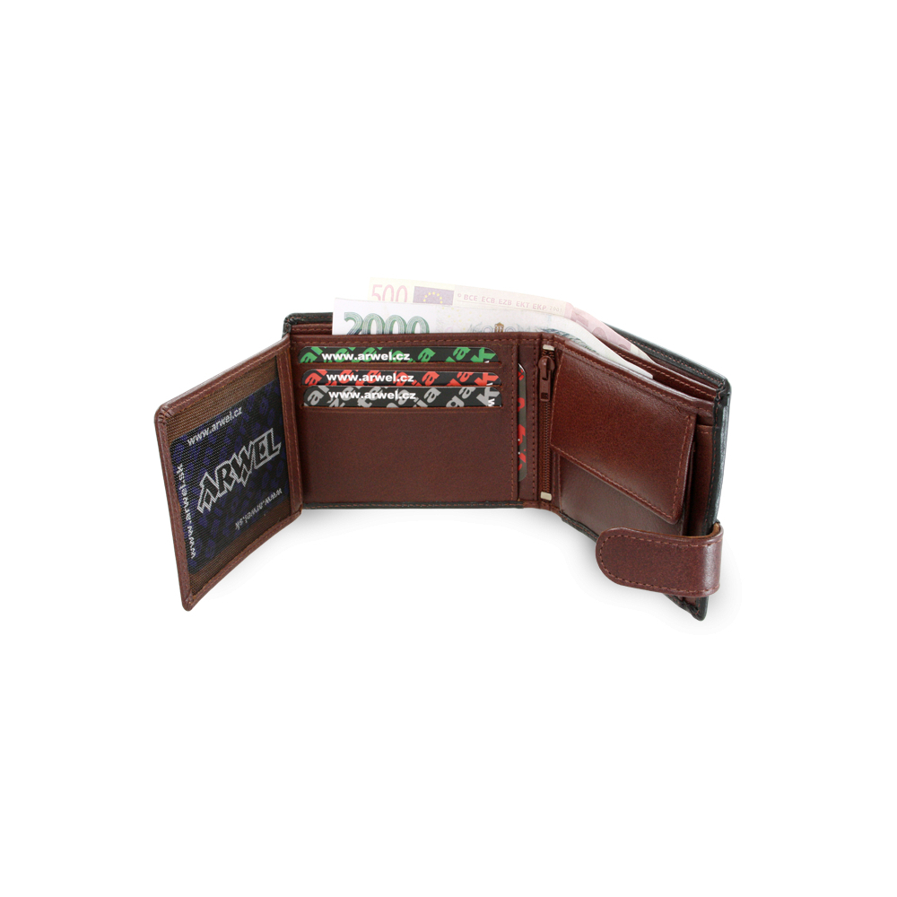 Pánská kožená peněženka Arwel 8194­ - černá-hnědá