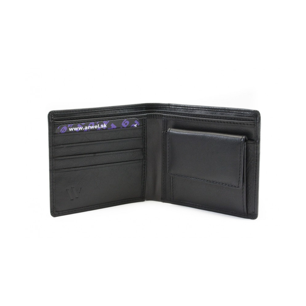 Pánská kožená peněženka Arwel 3223A­ - černá-šedá