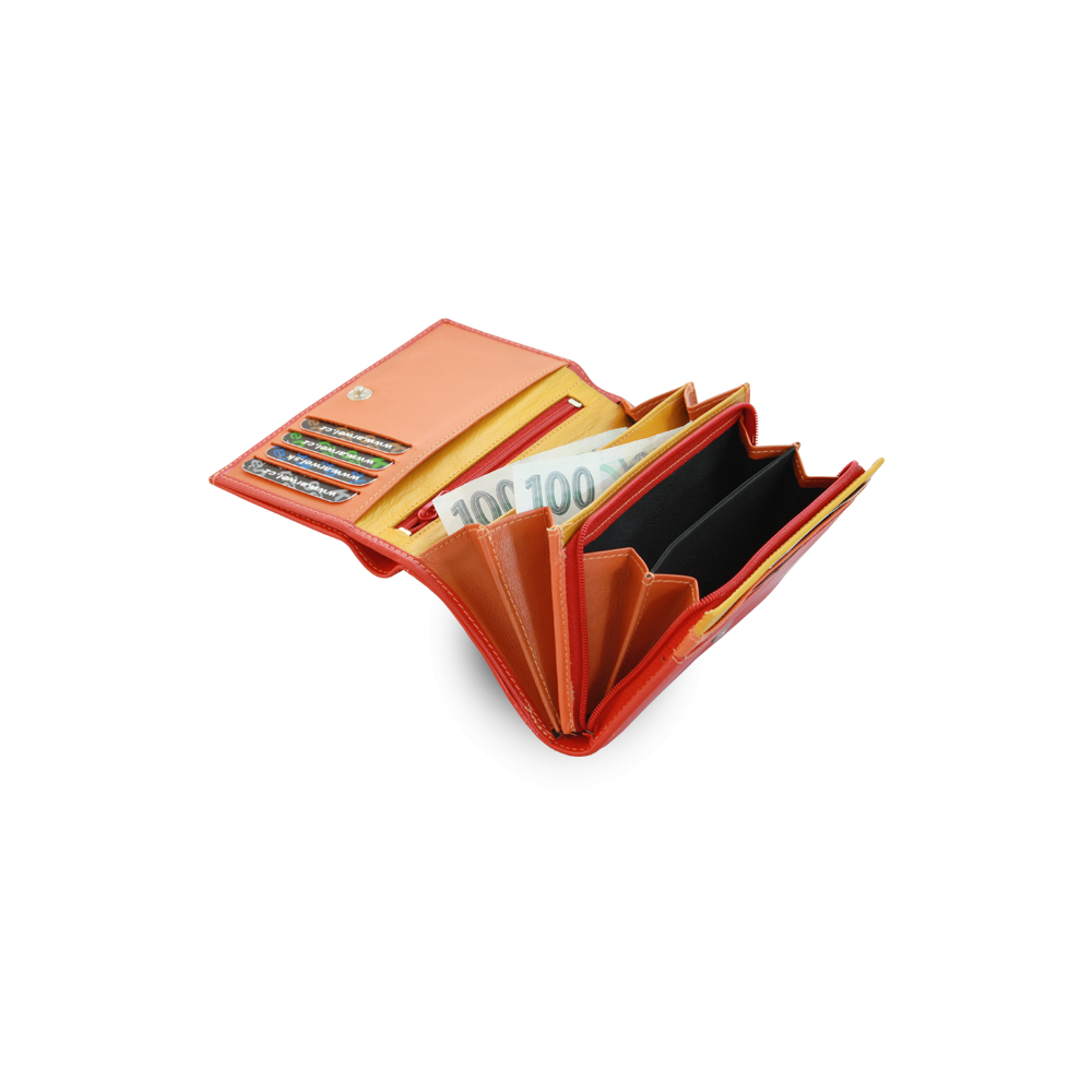 Dámská kožená psaníčková peněženka Arwel 4125­ - červená-žlutá