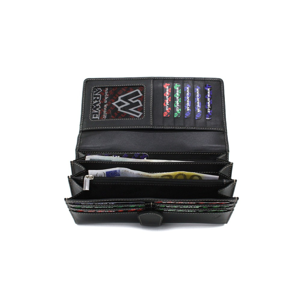 Dámská kožená psaníčková peněženka Arwel 8118 - černá-šedá