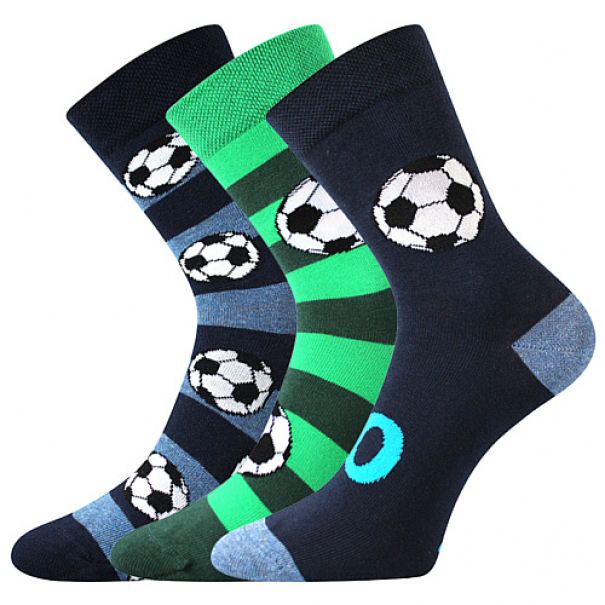 Ponožky dětské sportovní Voxx Arnold Fotbal 3 páry (modré, zelené), 25-29
