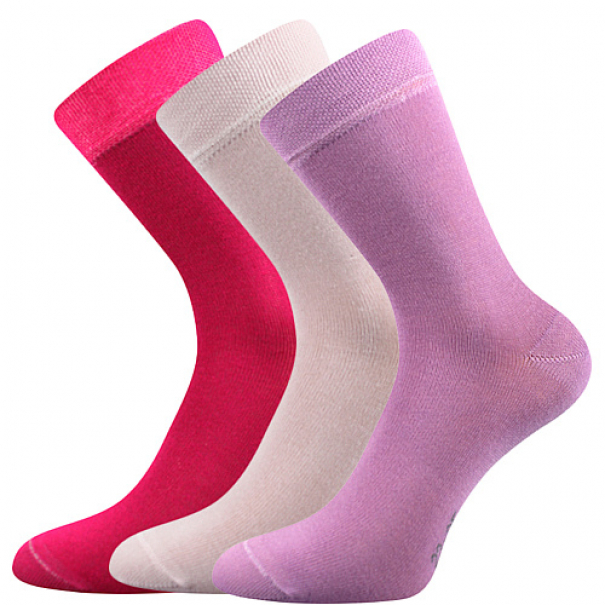 Ponožky dětské Boma Emko 3 páry (růžové, světle růžové, fialové), 16-19