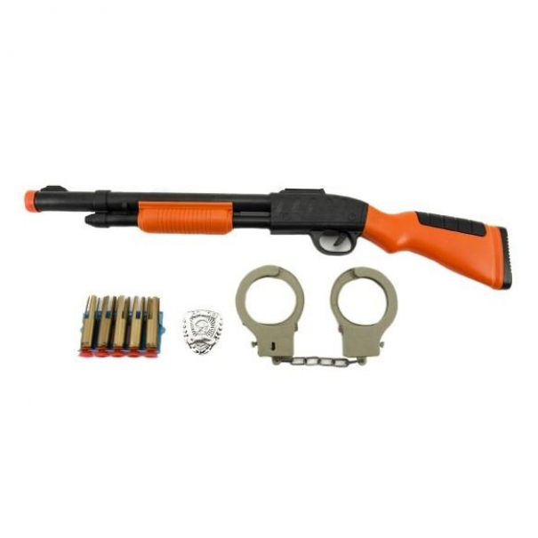 Policejní puška s náboji a pouty - černá-oranžová