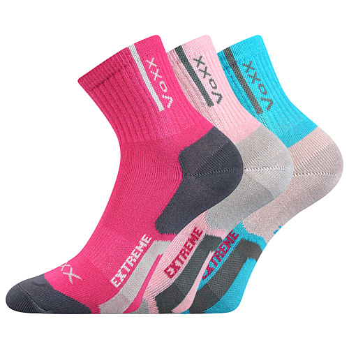 Ponožky dětské sportovní Voxx Josífek 3 páry (2x růžové, modré), 20-24