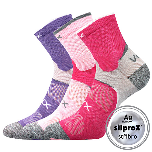 Ponožky dětské Maxterik silproX 3 páry (2x růžové, fialové), 25-29