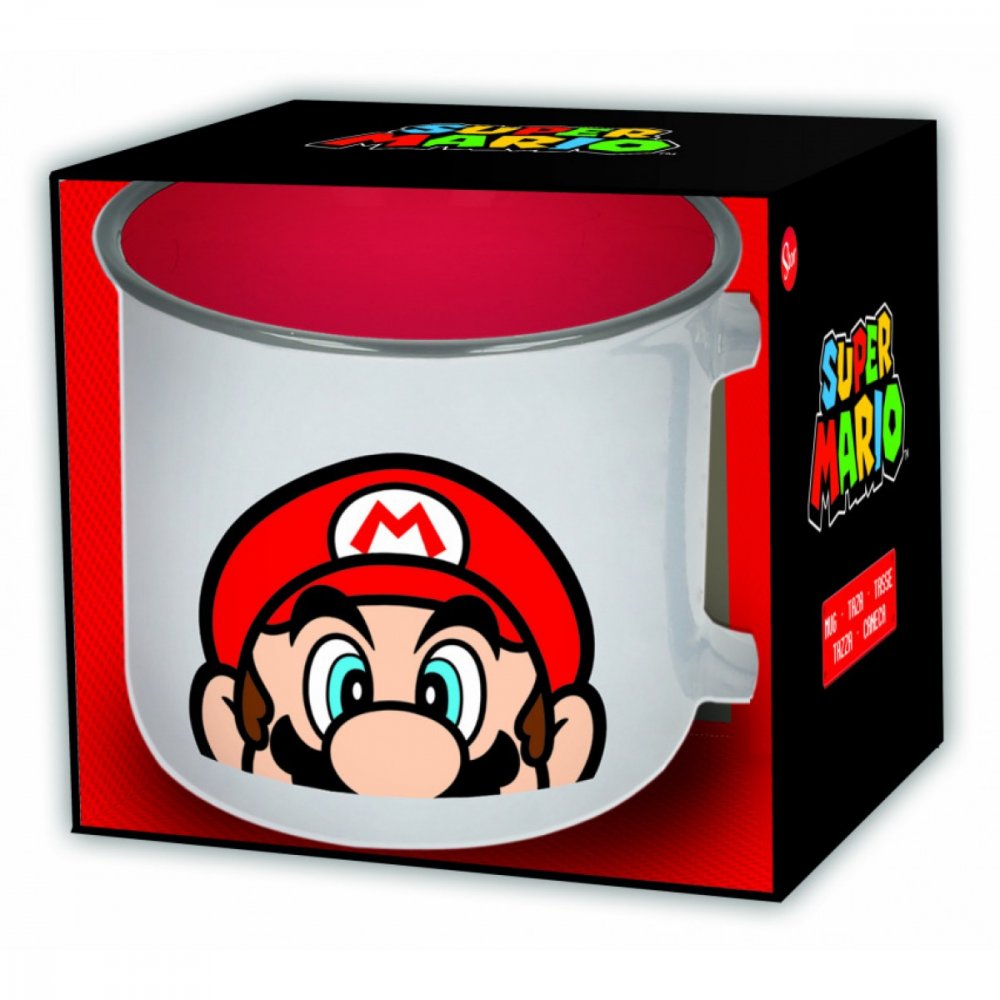 Snídaňový keramický hrnek Super Mario 400 ml - bílý